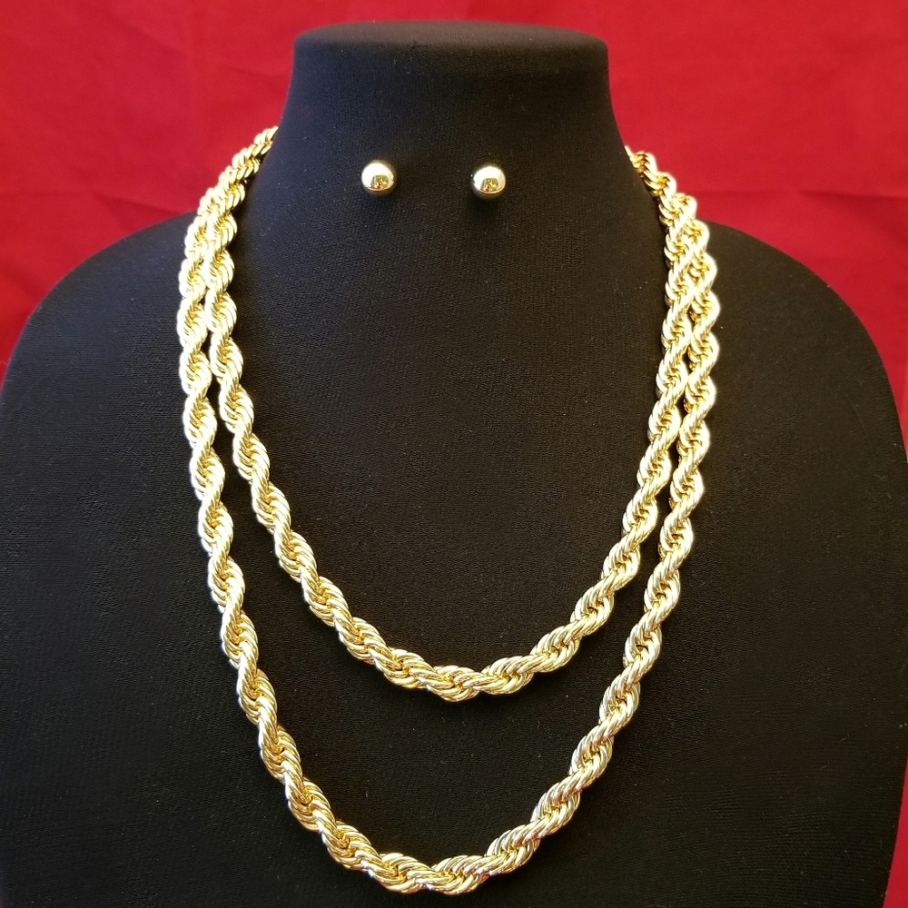 Jennifer & Co. Double Rope Chain Necklace Set Two Beautifully Crafted Rope Chain